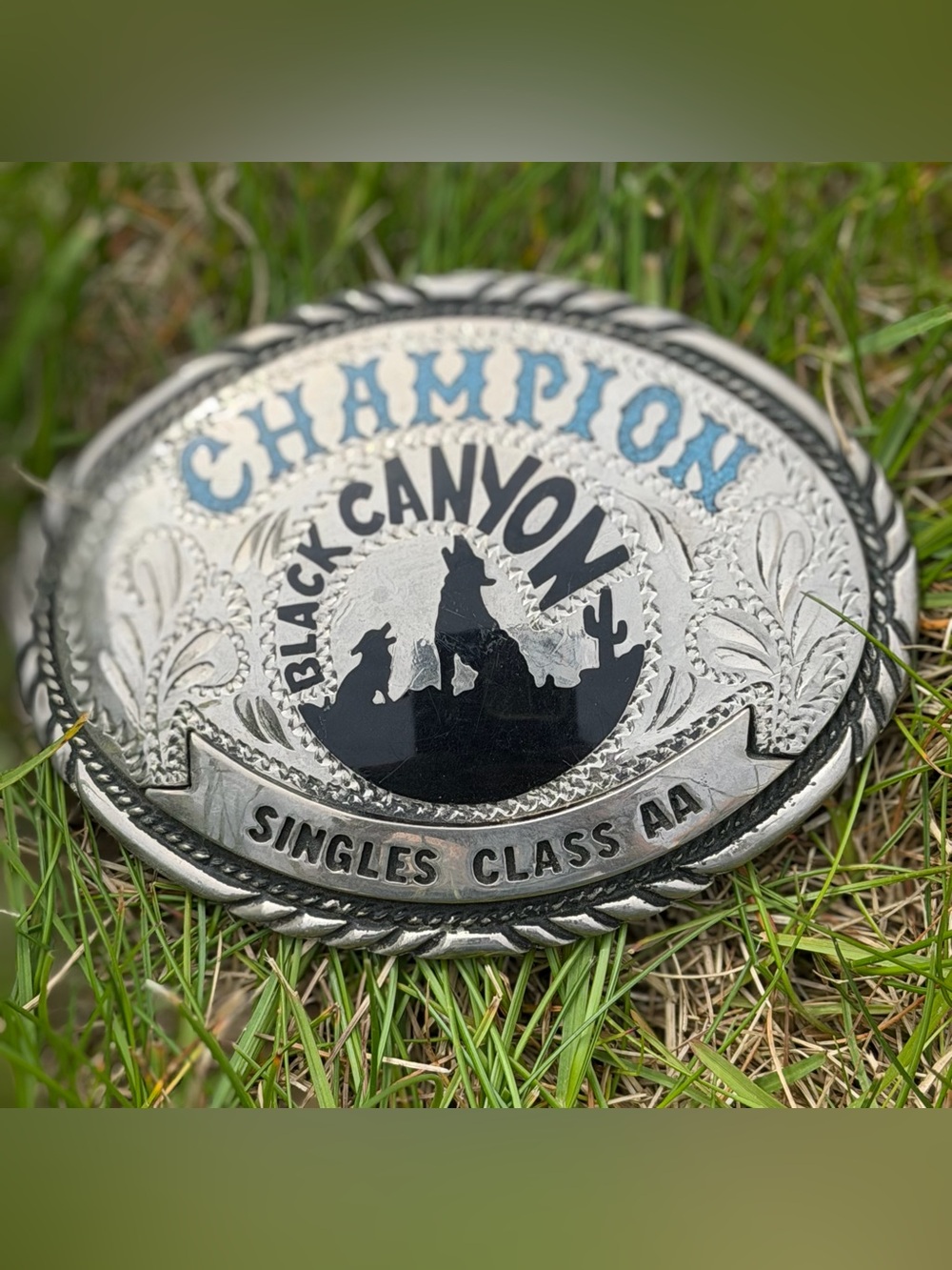 Vintage shooting Champion Black Canyon Sterling Silver  Belt Buckle
